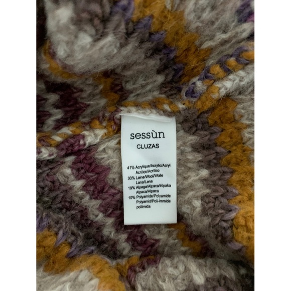 Sessùn grey, purple and yellow hool; unique size - Picture 2 of 4